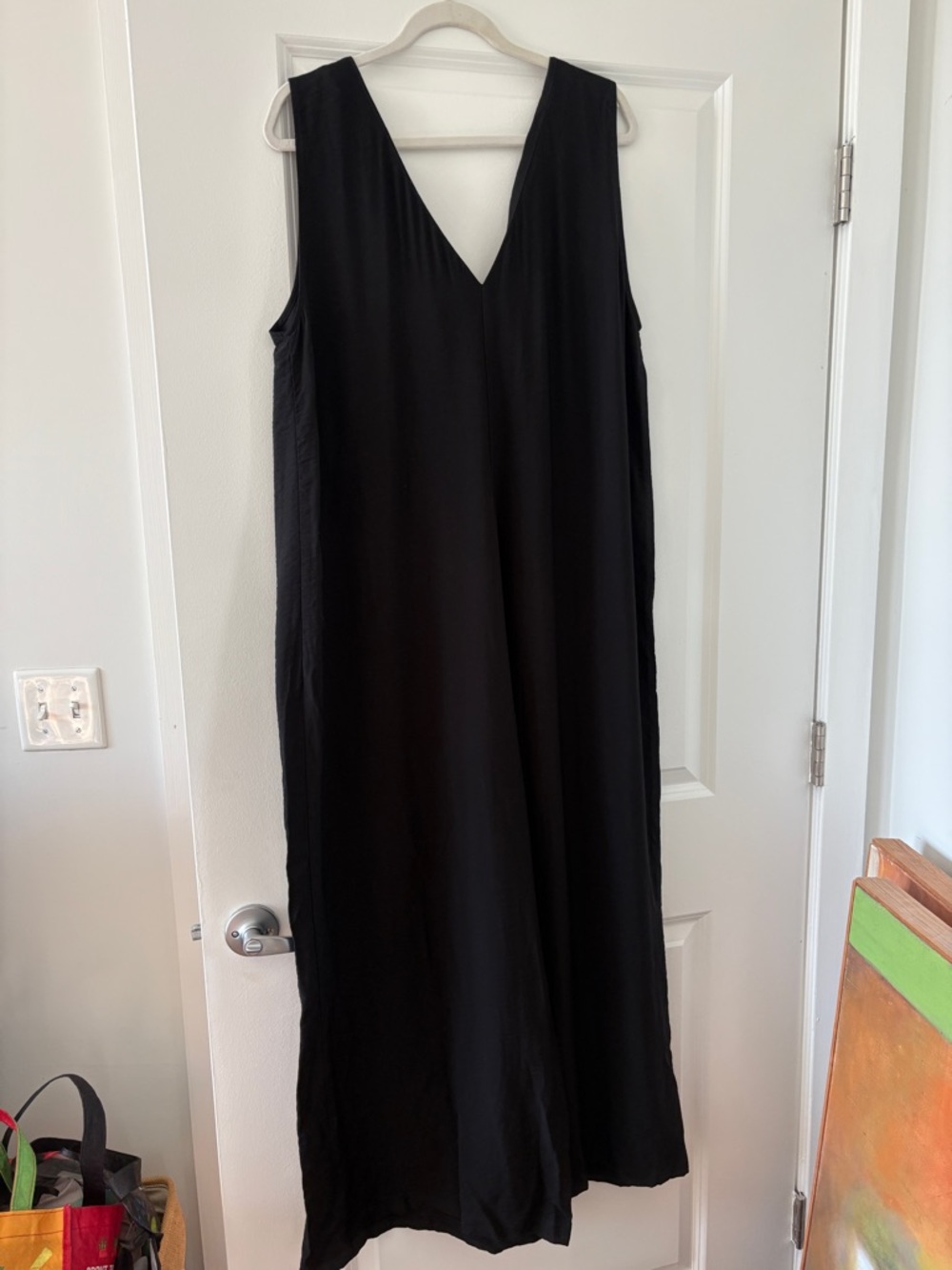 NWT sz XL MNG Loose Jumpsuit Black Viscose Cropped V-neck Flowy - Picture 4 of 4